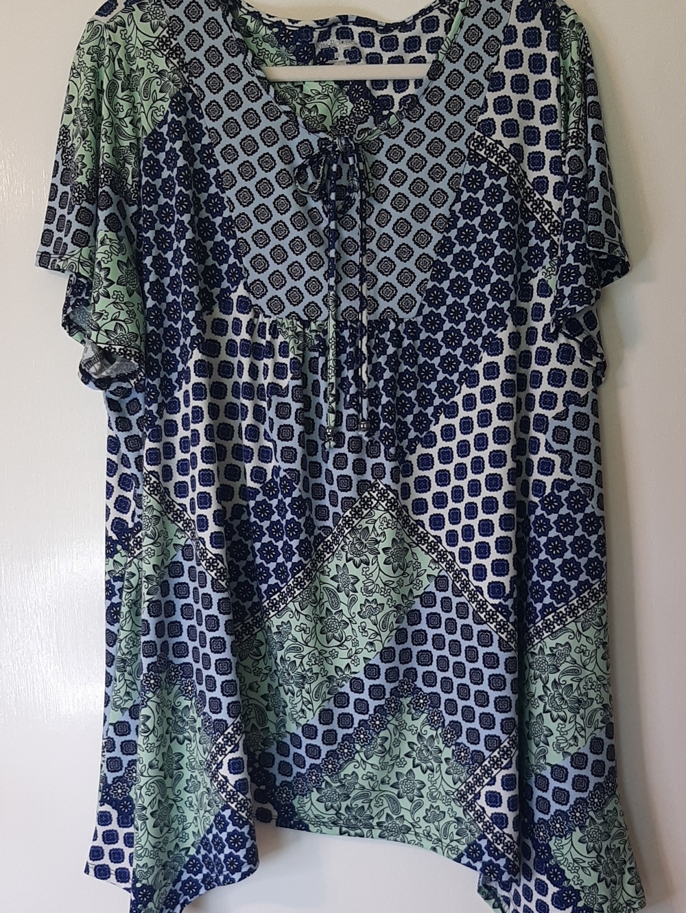 Kim Rogers Curvy 2 XL Tunic Tie Front Relaxed Fit Lightweight Casual Office Wear